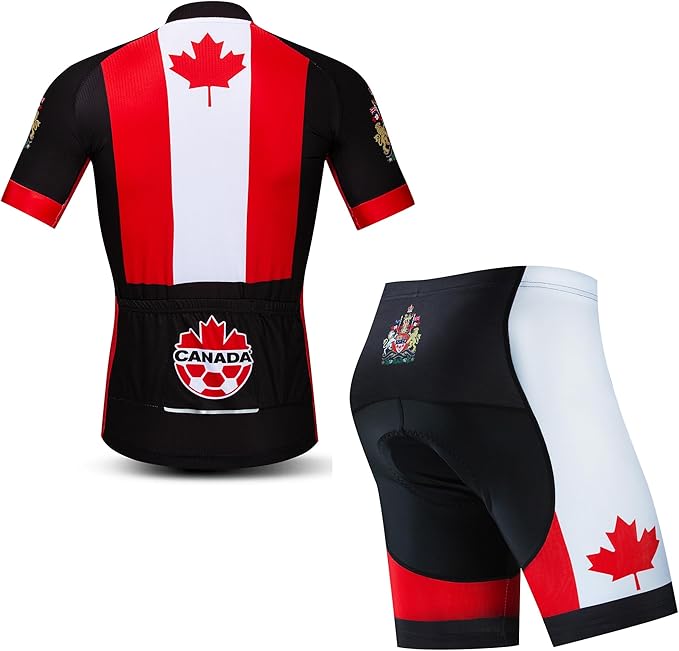 Hotlion Men's Cycling Jersey Sets Gel Pad Summer Bike Clothing Suit Breathable Bike Clothes with 3 Rear Pockets