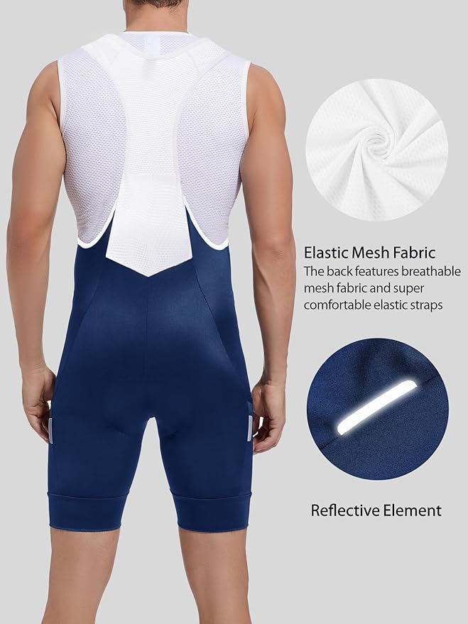 qualidyne Cycling Bibs Men, 4D Padded Road Bike Bib Shorts with Pockets, Biking Bicycle Shorts UPF50+
