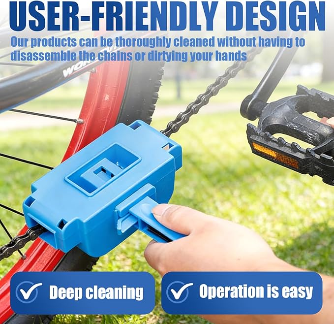 Nohumem] 5-in-1 Bike Chain Cleaner & Emergency Repair Tool Kit - Professional Bicycle Chain Scrubber, Gear Brushes, & 16-in-1 Multi-Tool - Complete Maintenance Set for Road, MTB, & E-Bikes(blue)