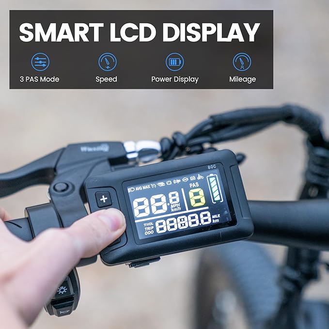 5TH WHEEL Mate Electric Bike for Adults - 1000W Peak Motor, 23MPH Top Speed, 468WH Removable Battery, 7-Speed Gears & Adjustable Stem - Commuting & Mountain E-Bike with Color LCD Display