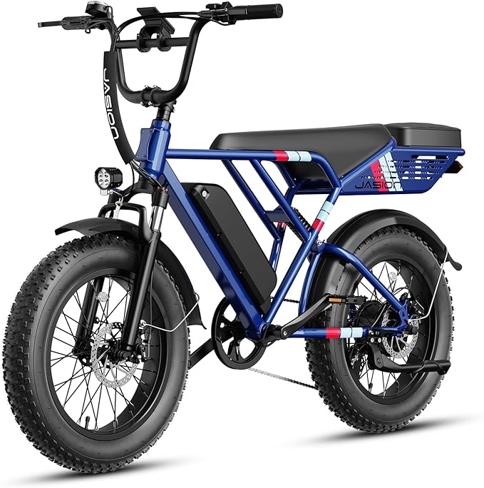 Jasion RetroVolt Electric Bike for Adults, 2000W/3000W Peak - 30/38MPH Electric Dirt Bike, 48V-52V, 13AH/20AH Battery, 70/90Miles Max Range Electric Motorcycle, 20'' X 4'' Fat Tire All-Terrain E-Bike
