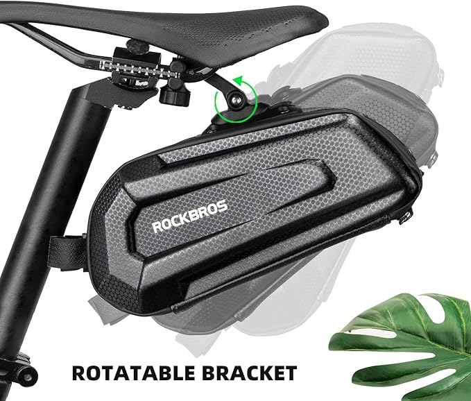 ROCKBROS Bicycle Saddle Bag Under Seat - 3D Hard Shell Bike Seat Bag With Silver Reflective Strip for Mountain Road Bikes, Quick Release 1.7L