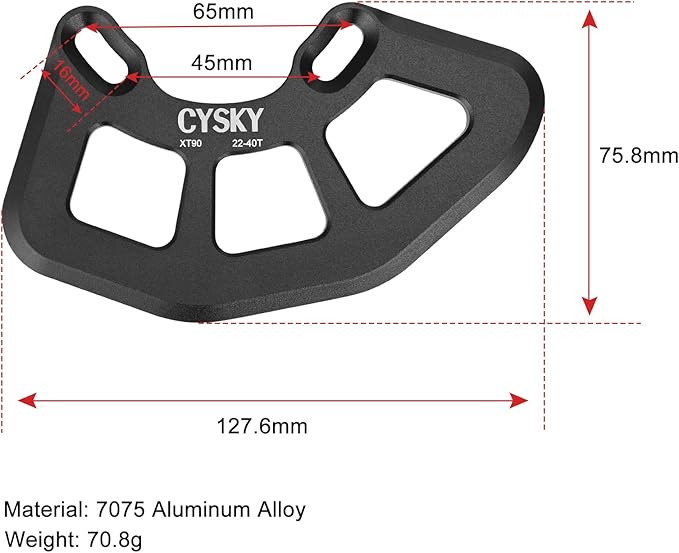 CYSKY Alloy MTB Bash Guard - Chain Ring Protector, ISCG05 Bike Chain Guard for 22T-40T Single Chainring, Chainstay Protector for Mountain Bike, Downhill, BMX