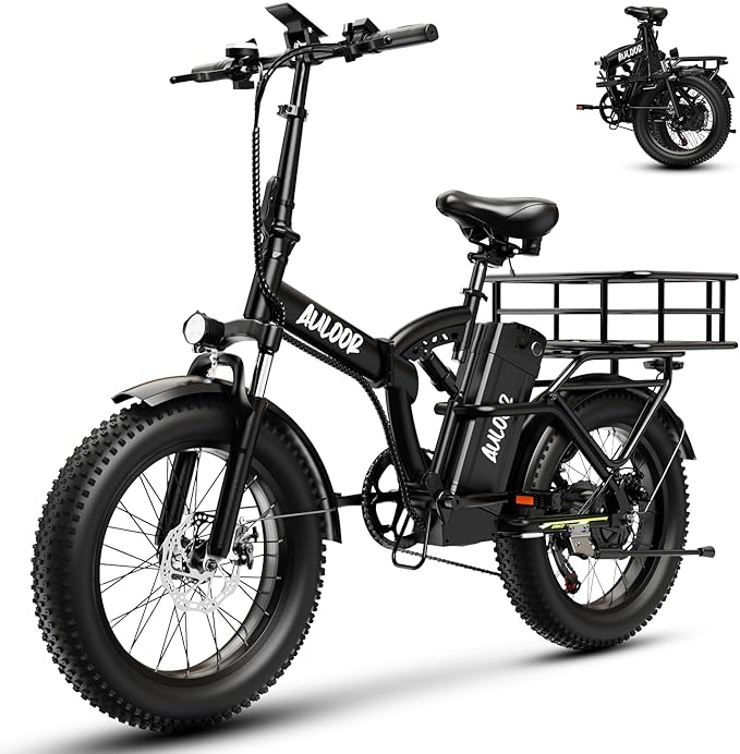 1000W Folding Electric Bike,48V 20AH Removable Battery E Bike,30+MPH,80 Miles Max Range Electric Bike for Adults,20" Fat Tire Foldable ebike,Adult Electric Bicycle for Commute Beach Snow