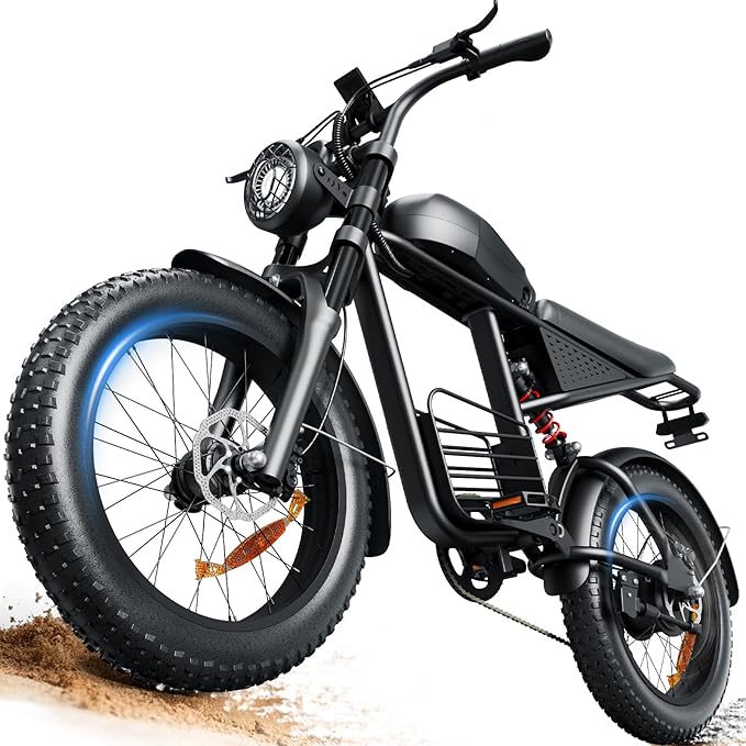 Electric Bike for Adults, 1000W/1500W Dirt Bike, 30MPH/34MPH, 48V 15Ah/48V 18.9Ah E-Bike, 30-47 Miles Electric Motorcycle, 20" Fat Tire Off-Road Bike, All Terrain for Mountains, Snow, Sand, Road