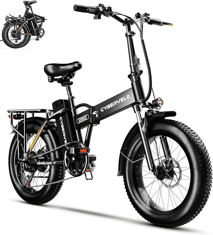 1000W Folding Electric Bike, 48V 20.8AH Large Removable Battery E-Bike, 30+MPH, 80 Miles Max Range, 20" Fat Tire Electric Bike for Adults, Adult Electric Bicycles for Commute