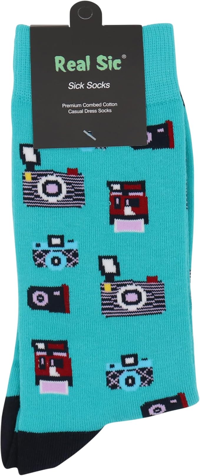 Real Sic Fun Socks for Men and Women - Cozy Cotton Dress Socks with Colorful Designs - Cool, Casual, Wacky Patterned