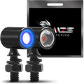 MZS Motorcycle Rear LED Turn Signals, Blue Light Mini Turn Signal Tail Light, Minimalist Design, Universal 6mm Screw Suitable for 6mm/8mm/10mm Hole Compatible with Most Family Motorcycles