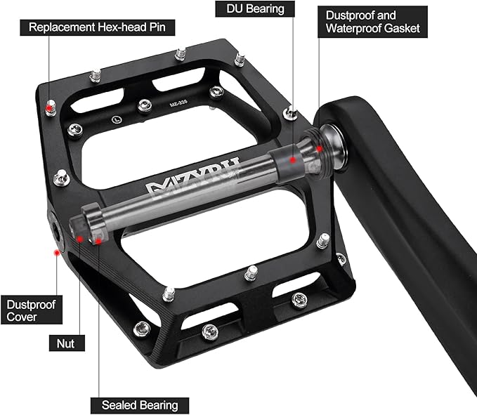 MZYRH Road/Mountain Bike Pedals MTB Pedals Aluminum Alloy Bicycle Pedals 9/16" Sealed Bearing Lightweight Platform for Road Mountain BMX MTB Bike