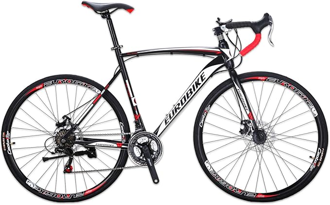 EUROBIKE YH-XC550 Road Bike for Men 54cm Frame Bicycle 700C Wheels Aluminium Rims 21 Speed Dual Disc Brake Commuter Bikes (30mm Rims)