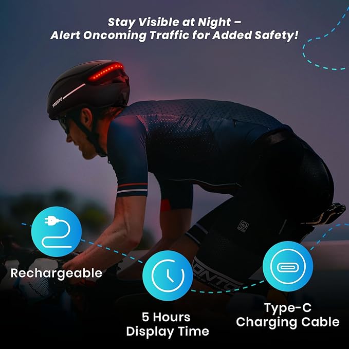 Favoto Smart Bike Helmet with Light – Dual Shell CPSC Certified Ebike Helmet with Turn Signals for Road Cycling City Commuting