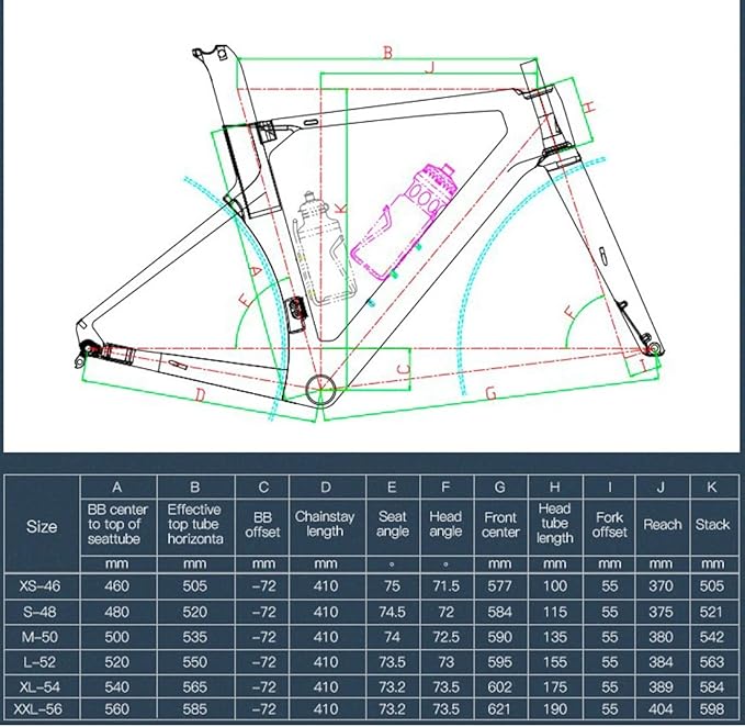 700C Carbon Road Bike Frameset 46/48/50/52/54/56cm Racing Frame Disc Brake 100mm/142mm Thru Axle Frame 90x420mm Handlebar Internal Routing(Blue,46CM)