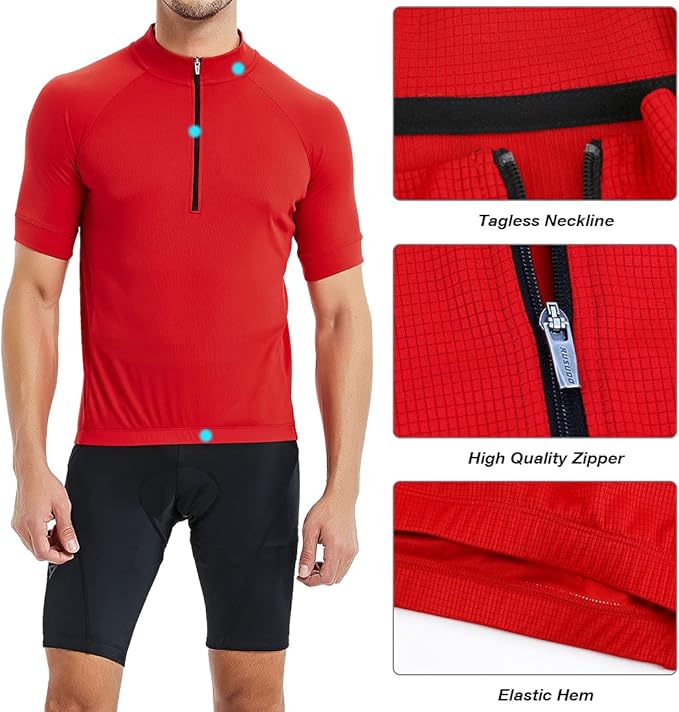 CATENA Men's Cycling Jersey Short Sleeve Shirt Running Top Moisture Wicking Workout Sports T-Shirt