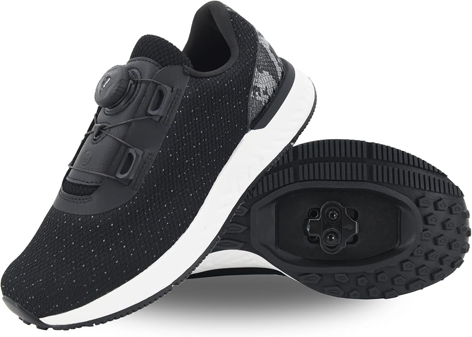 Tommaso Women's Cycling Shoes with Pre-Installed SPD Cleats — Easy to Walk-in Ventilated SPD Cycling Shoes for Women's Spin Classes and Indoor Bikes — Comfortable on Foot and Toebox.