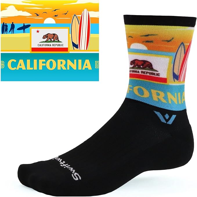 Swiftwick VISION IMPRESSION Crew, National Parks/States Edition, Running, Hiking and Cycling Socks