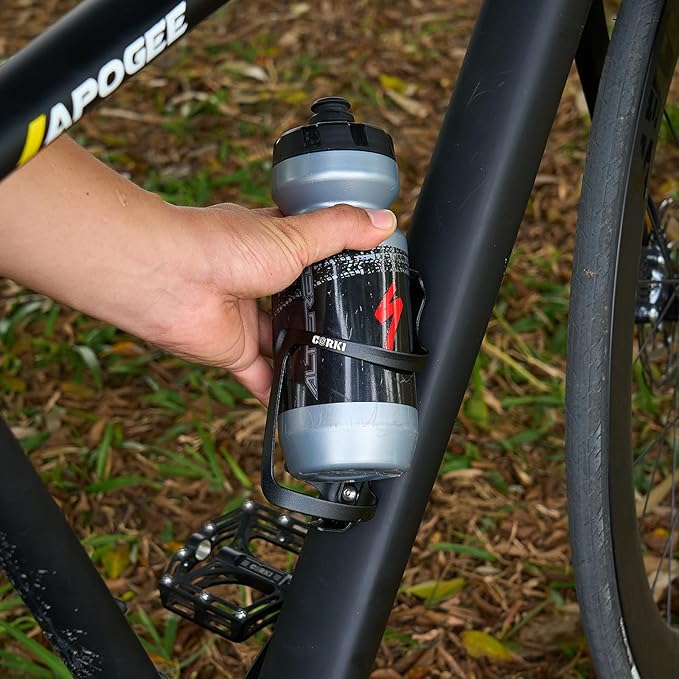 Corki Cycles Left Side Load Water Bottle Cage, Side Entry Bike Water Bottle Holder for Road & Mountain Bikes - 1 Pack - Black-Aluminum Alloy