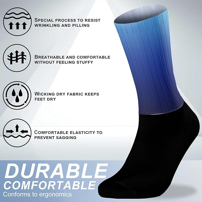 Cycling Socks Athletic Crew Socks Breathable Cushioned Compression Running Hiking Socks For Mens Womens