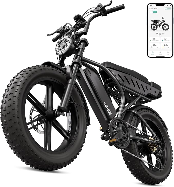 TST Electric Bike for Adults, 1500W Peak Motor Ebike with 48V 15Ah Battery, 60 Miles Range 28 MPH Electric Bicycle, 20" All-Terrain New Upgrade E Bike with Rear Seat 7 Speeds Black