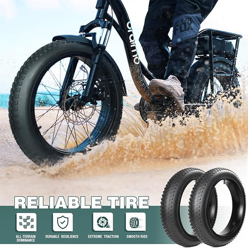 20x3.0(76-406) Electric Bike Tire 20 x 3 Fat eBike Tires 20 x 3 Bike Tires Heavy Duty High-Performance Wear-Resistant E-Bike Mountain Snow 20x3 Bicycle Tires，1/2 Tires 1/2 Tubes/ 2 Levers