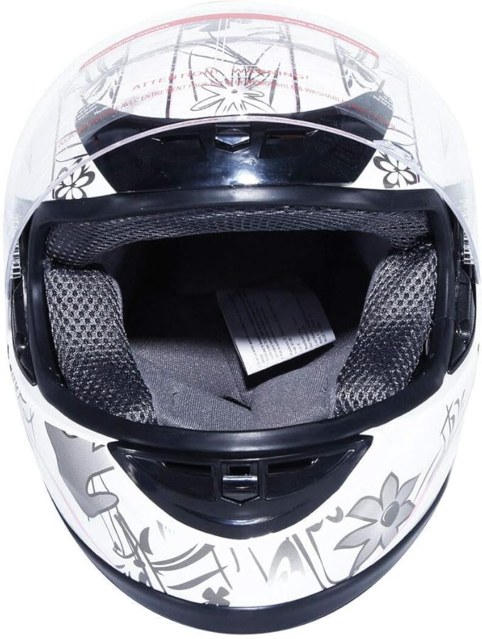 TCT-MOTORPARTS DOT Adult Helmet Full Face White &Pink Butterfly Street Dirt Bike ATV Helmet Motorcycle Motocross Flip Up Helmet for Women Men (X-Large)