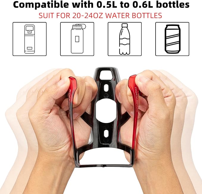ROCKBROS Bike Water Bottle Holder Ultra-Light Bicycle Bottle Cages with Screws Tool, Universal Bike Cup Holder for Road MTB Mountain Bikes Cycling Accessories（2 Pack）