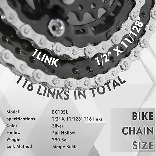 BUCKLOS 6/7/8/9/10/11/12 Speed Bike Chain, High Performance Lightweight Bicycle Chains for Road Bike/Mountain Bike/Ebike,Compatible with Shimano, SRAM, Campagnolo Silver/Gold