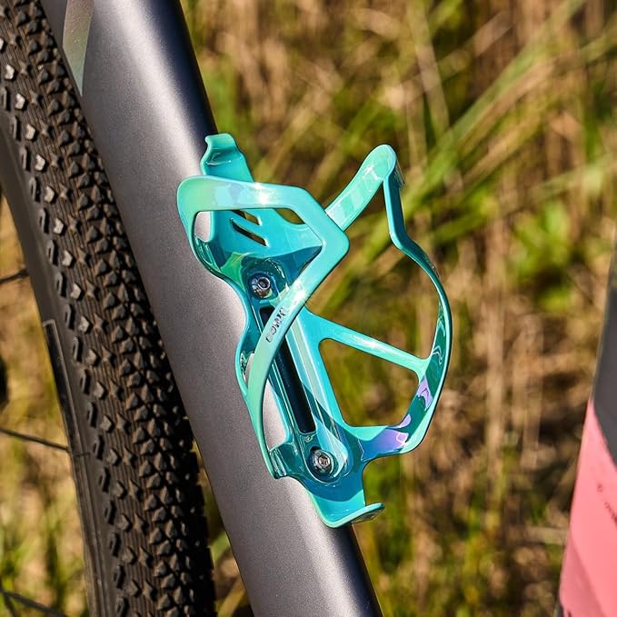 Corki Cycles Heavy Duty Bike Water Bottle Holder, Lightweight Aluminum Cage Shockproof Design for Road Mountain Gravel Bikes, Holds 18-30 oz, 1-Pack Colorful Aqua