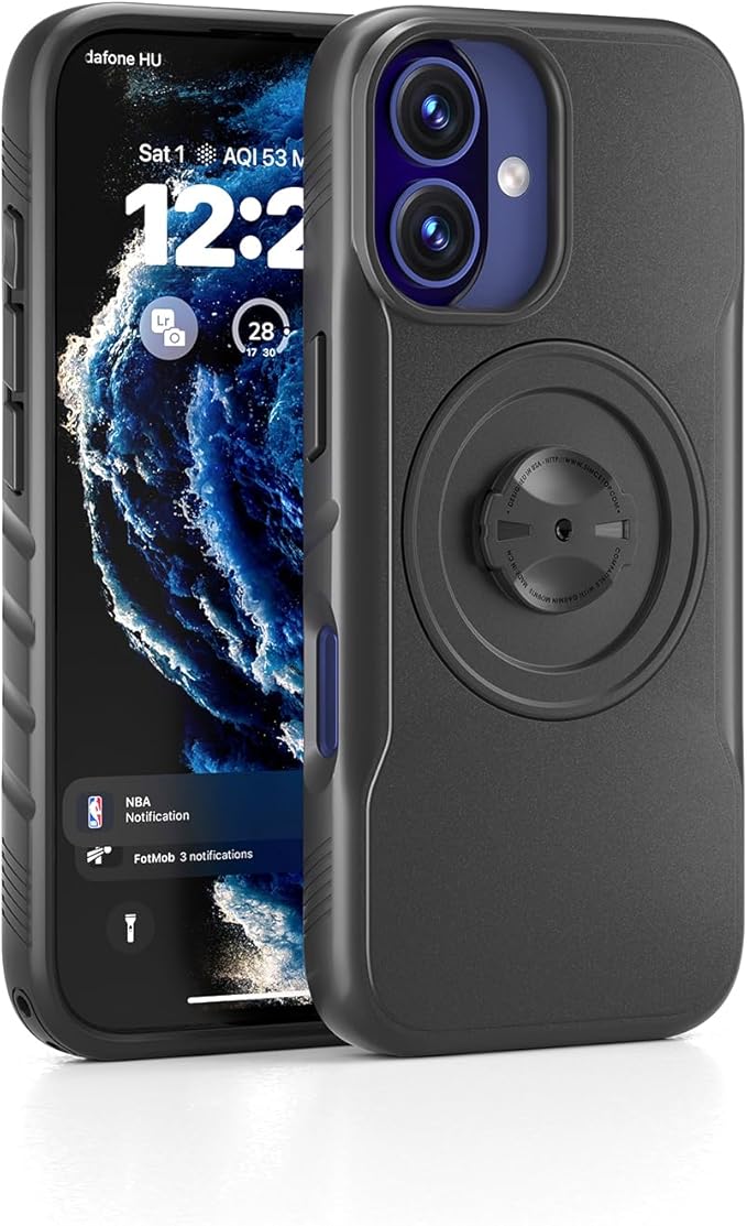 Bike Phone Case for iPhone 17 – Shockproof & Slim with Built-in Lock, Compatible with Garmin-Style Mounts, Quick-Release for Road & MTB Cycling