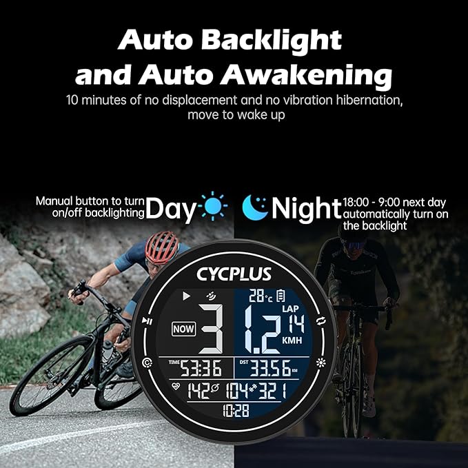 CYCPLUS GPS Bike Computer, Wireless Cycling Computer, ANT+ Bluetooth Bicycle Speedometer Odometer IPX6 Waterproof, Rechargeable with 2.5″ Screen for Bikers Outdoor Cycling (New Upgraded)