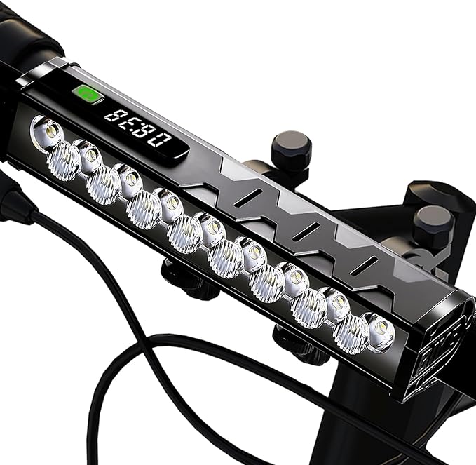 Bike Lights, 17 LED 4800 Lumen Bicycle Light with 4 Modes, 10000mAh USB Rechargeable Bike Light, Bike Headlight with Digital Power Display, Wide Beam Bike Lights for Night Riding