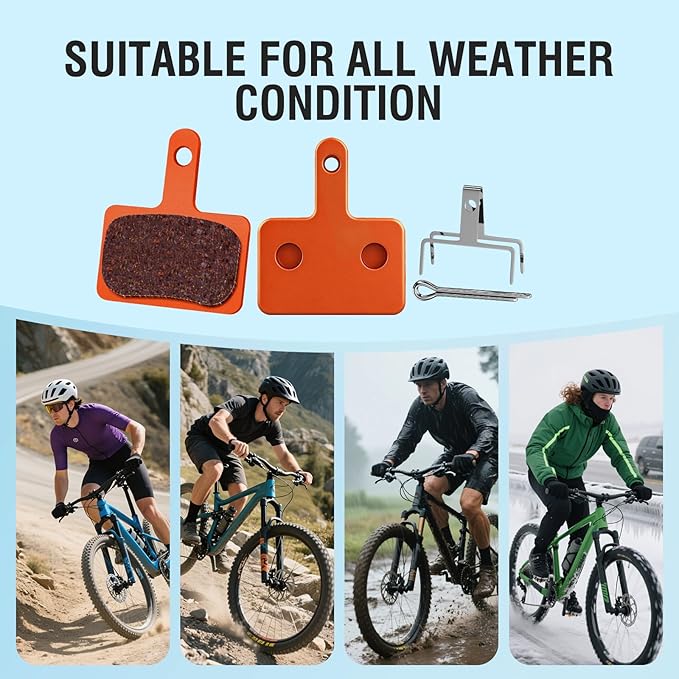 4 Pairs Bike Brake Pads, Disc Brake Pads (Resin,Semi-Metallic) for Mountain Bike Disc Brakes, Bicycle Brake Pads Compatible with TRP Tektro Shimano Deore Br Ebike Brake Pads