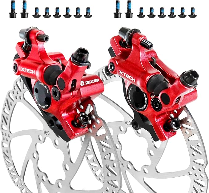 Z00M HB-100 Hydraulic Disc Brake Calipers, MTB Bike Disc Brakes Front & Rear Caliper Set with 160 mm Rotors, Aluminum Alloy Bicycle Disc Brake Kit for eBike, Mountain Bike, Road Bike, Fat Bike