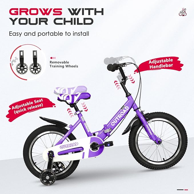 14/16/18 Inch Folding Kids Bike with Training Wheels, Gifts for Girl&Boy Age 3-10 Years, Toddler Bike with Dual Brakes for Beginners, Multi-Color