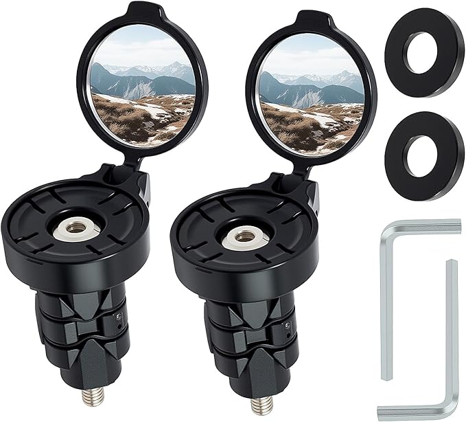Bike Rear View Mirror for Handlebars, 2 Pack 1.18" Bike Handlebar Mounted Mirror with Allen Wrench - HD Wide View Convex Rearview Mirrors for Mountain Road Bikes