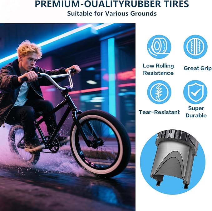 SIMEIQI 26x2.35 20x2.35 Inch Cruiser Beach Bike Tire Black White Wall or Brown Cream Wall Folding Replacement Bicycle Tire for Hybrid City Commuter Trail