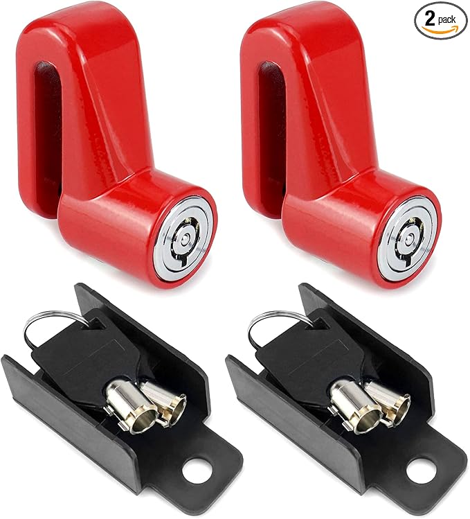 QWORK Motorcycle Bike Anti-Theft Wheel Disc Brake Lock, 2 Pack Safety Disc Wheel Lock with Keys, Keyed Differently Mountain Road Bike Padlock