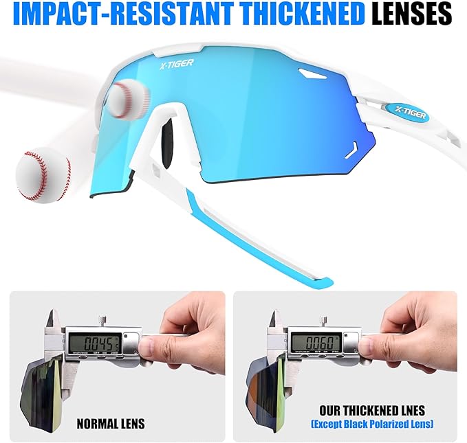 X-TIGER Polarized Cycling Glasses with 5 Interchangeable Lenses,MTB Biking Baseball Running Sports Sunglasses for Men Women