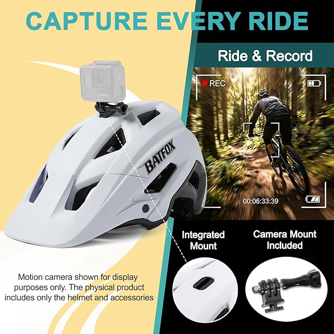 KINGBIKE NTA-8776 Mountain Bike Helmet Professional Ebike Helmets with 3-Level Adjustable Visor & Camera Mount E-MTB Helmet for Adults Men Women Youth E-Bike Safety Certified