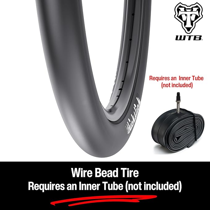 WTB ThickSlick Hybrid Bike Tire (26"/29"/700c) Wire Bead - Slick Tread - Commuter & Campus (Black/White, Optional Flat Guard)
