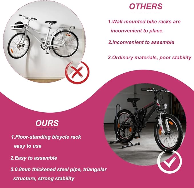Stand for Garage | High Strength Powder Coated Steel Rack,Cycling Rack for Indoor Storage & Display, Portable Freestandings Stand for Mountain Folding Road