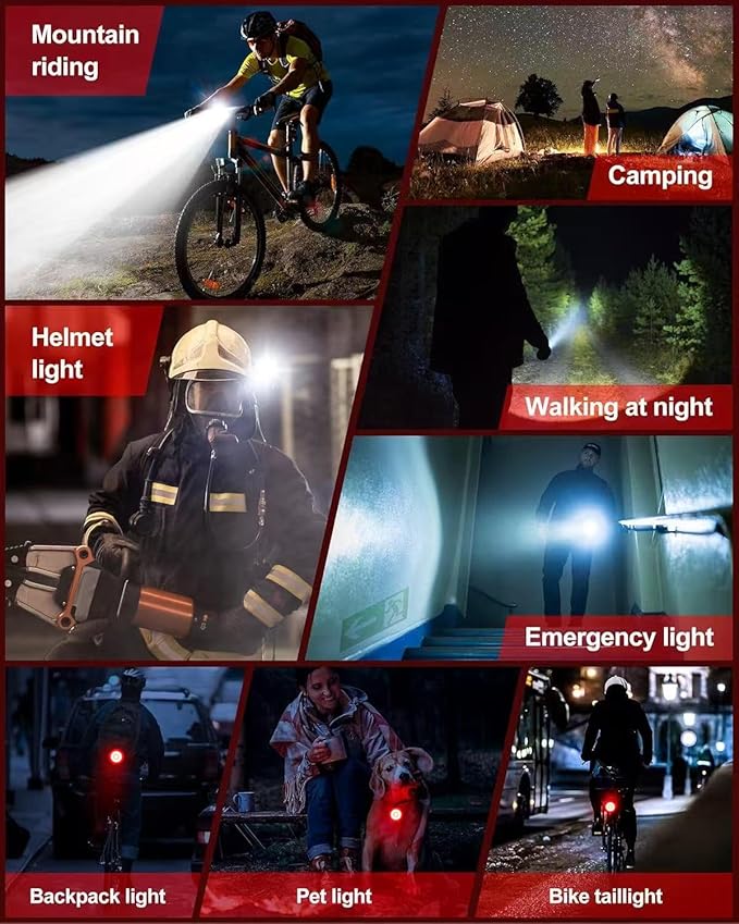 STONEBROOK 1800LM Bike Lights Set, Bicycle Headlight and Tail Light Set, Rechargeable Headlight & 7-Mode Taillight, IP65 Waterproof, Emergency USB Charging,Fahrradlampe for Night Riding