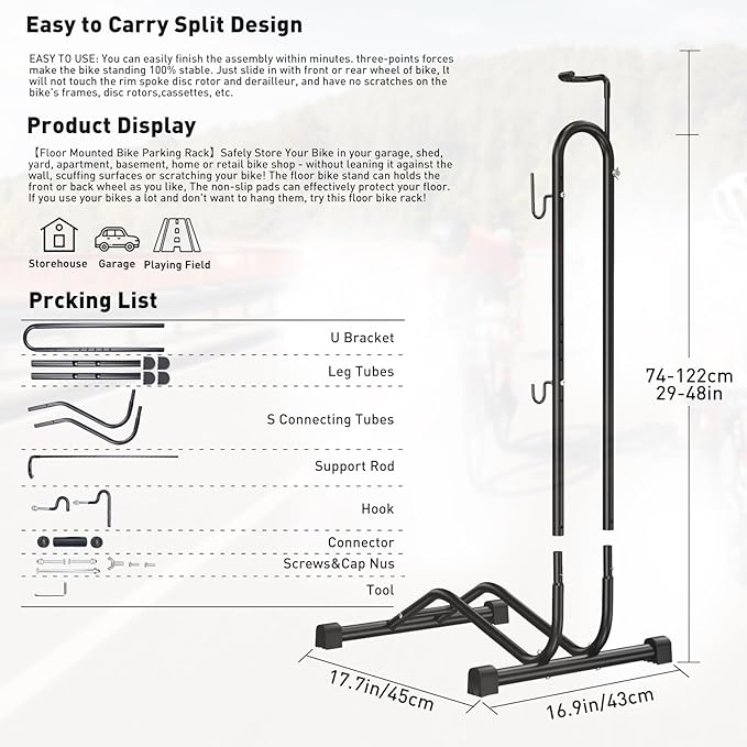 Bike Parking Stand,Bike Floor Stand Parking Rack，Bike Rack Bicycle Floor Parking Stand, Bike Storage Holder for Garage,Indoor & Outdoor，Mountain & Road Bikes，2 Pack