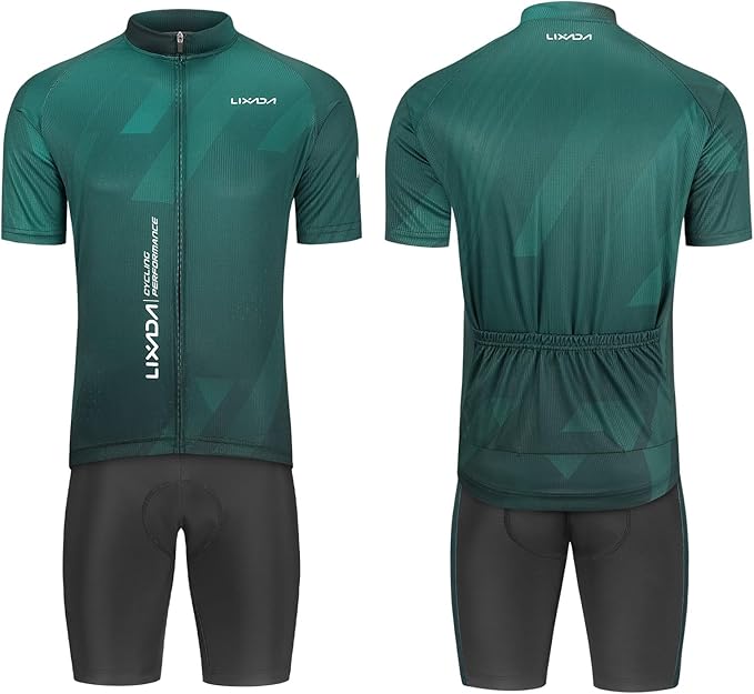 Lixada Men's Cycling Jersey Short Sleeve with Padded Shorts Quick-Dry Summer Short Bike Clothing Bicycle Shirts Pants Set