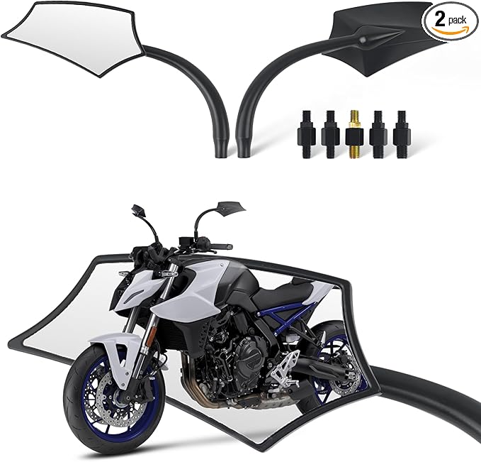 Motorcycle Mirrors - Universal M8 M10 Motorcycle Handlebar Mirrors Rear View Mirrors Compatible with Shadow Rebel 300 500 MT-03 CB125R Vulcan S 900 Z900 Z125 pro MT-07 MT-09 Black