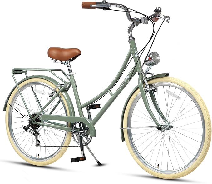 AVASTA Vela Hybrid Bike for Adult Women Female Lightweight Step Through 26 Inch High Tensile Steel Frame City Commuter Comfort Lady Bicycle, 6-Speed, Multiple Colors
