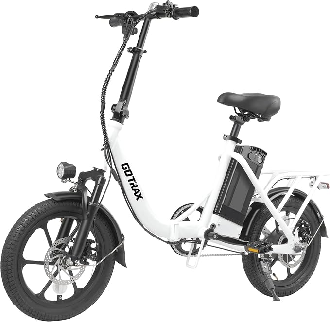 Gotrax 16" Folding Electric Bike, Max 28Miles Range(Pedal-Assist) & Speed 15.5Mph Power by Peak 500W, E-Bike with Removable Battery, Suspension & Adjustable Size, Commuter Bicycle for Adults/Teens