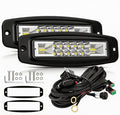 YCHOW-TECH Flush Mount LED Pods 2PCS 6inch 60W Off Road LED Pod Lights Bumper LED Work Light with DT Wiring Harness Kit Combo Beam Flush Mount Fog Lights Waterproof for Truck Pickup SUV UTV ATV
