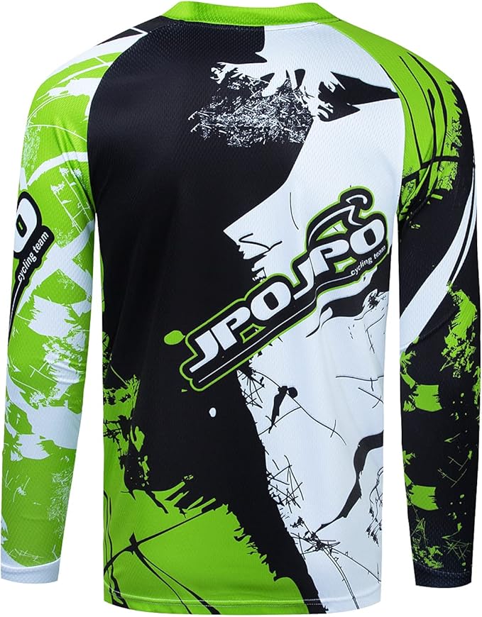 JPOJPO Men's Mountain Bike Jersey Long Sleeve MTB Off-Road Racing Downhill Motocross Shirts Quick Dry&Moisture-Wicking Tops