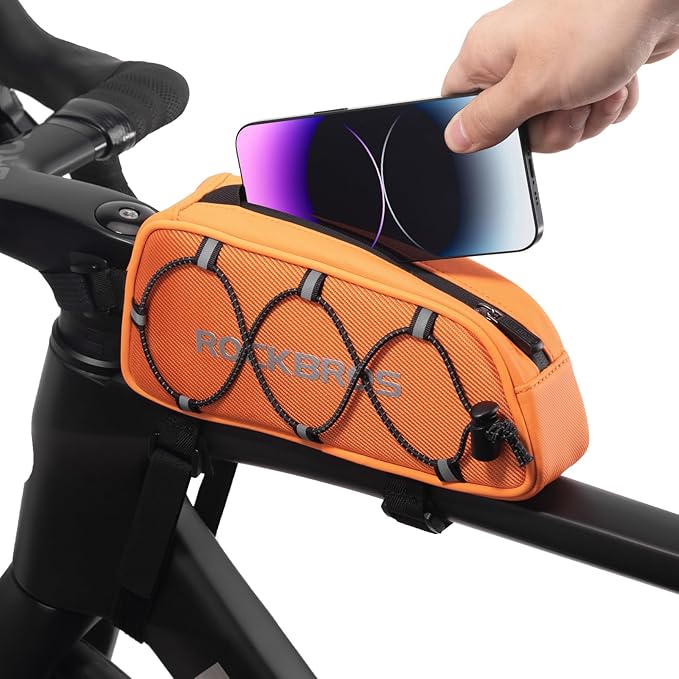 ROCKBROS Top Tube Bike Bag Bicycle Front Frame Bag Top Tube Bag Bike Accessories Pouch Compatible with iPhone 14/13/12 Pro Galaxy S22/S21 (STYLE 4)