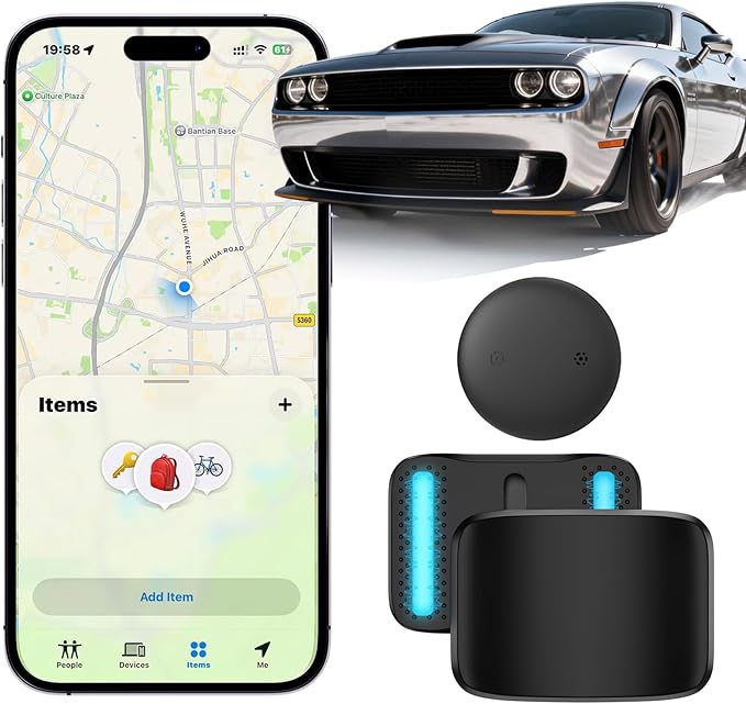 GPS Tracker for Vehicles (iOS Only), Mini Magnetic GPS Car Tracker Devices Hidden,No Subscription Work with Apple Find My Locator Bluetooth Waterproof Tracker Tag for Cars Bikes Key Pets Motorcycle
